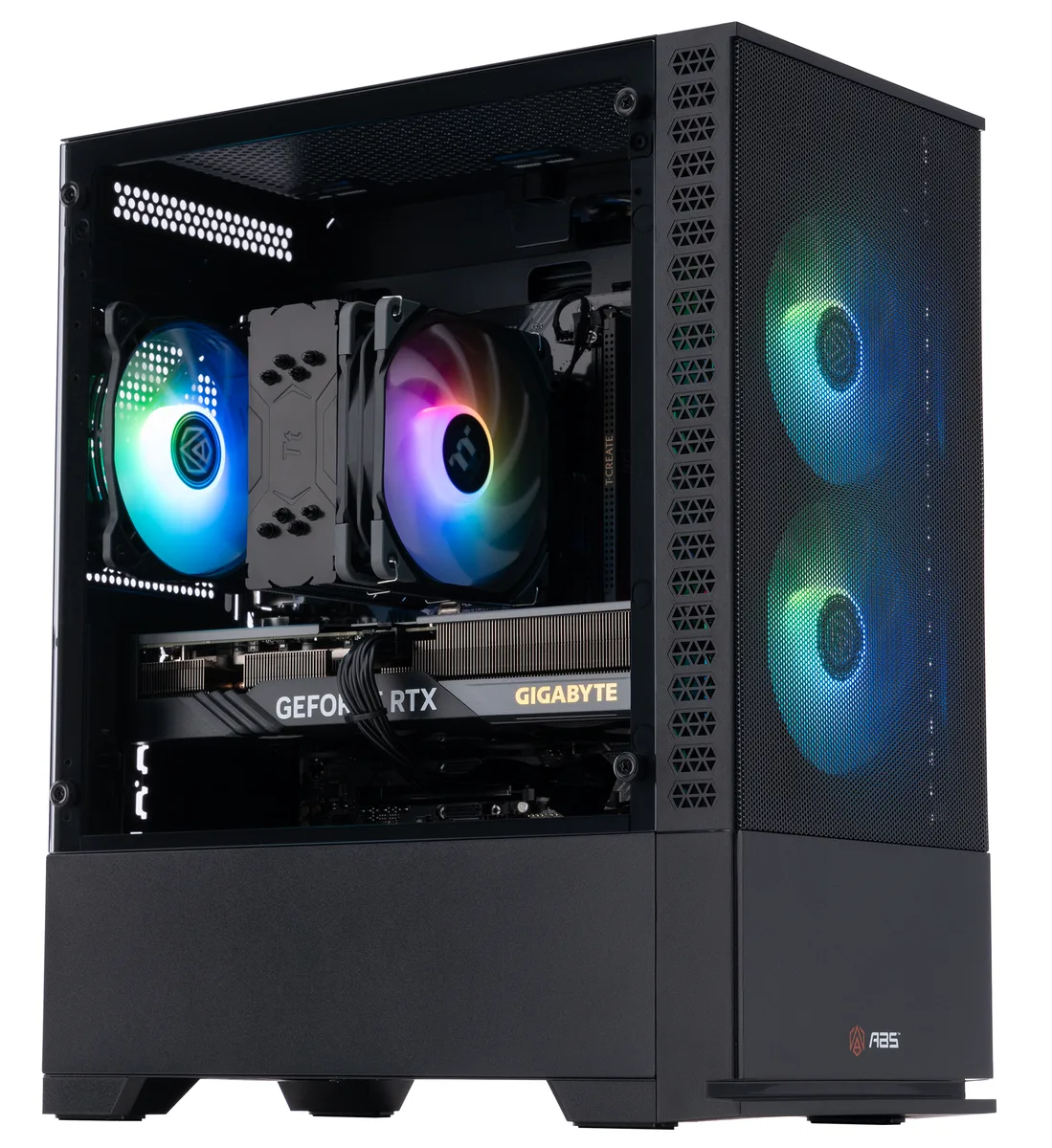 Black mATX desktop tower with side panel window