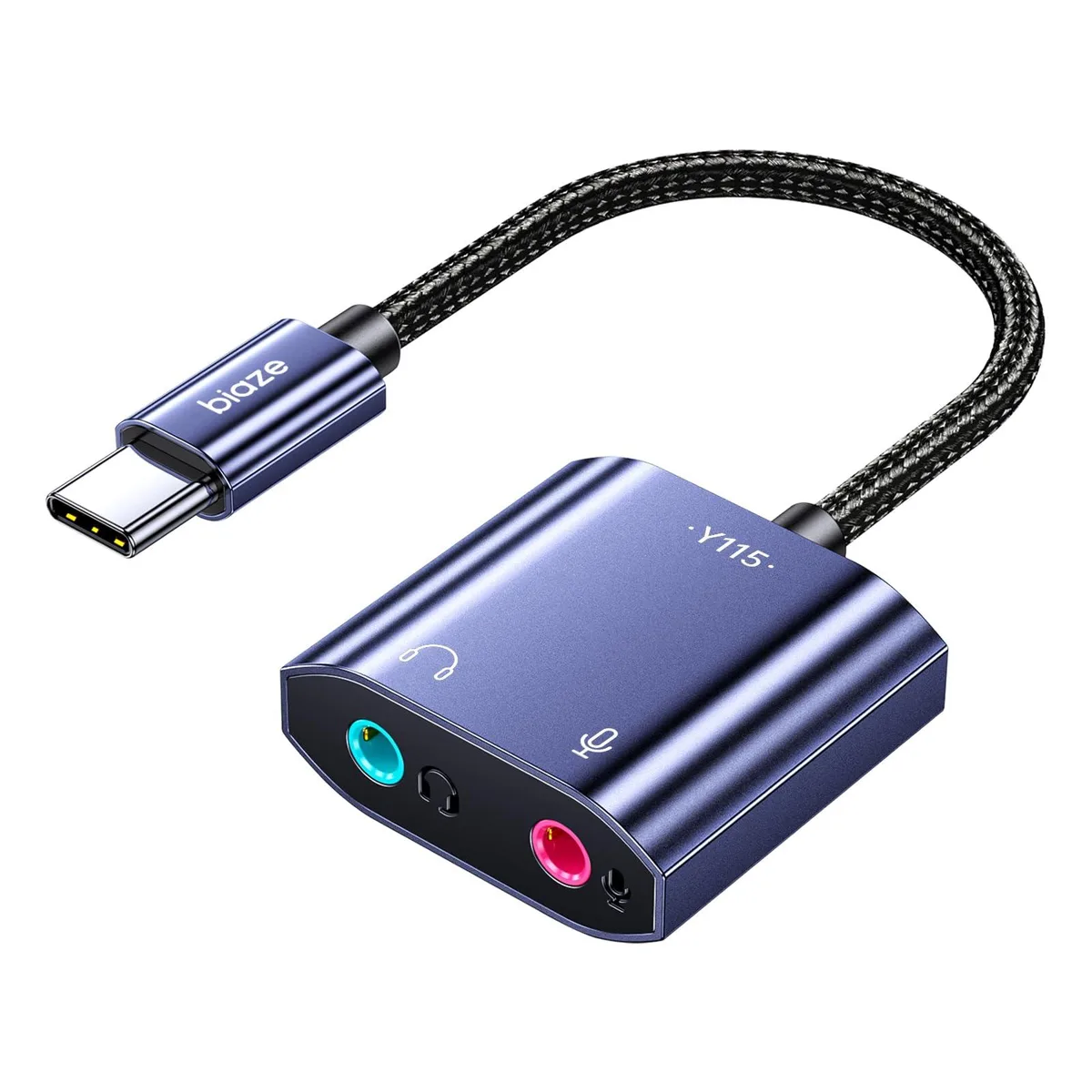  biaze HW-Y115 USB-C Sound Card Grey 16-bit 48 kHz 2.0ch 2.68in 30000 bends — Produktfoto