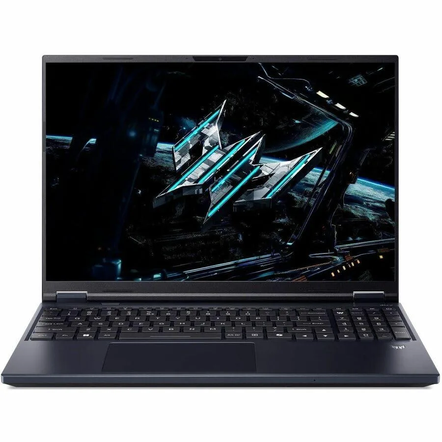 Black 16 inch gaming laptop with matte display and slim profile