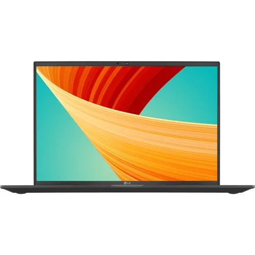Silver 14 inch LG Gram laptop closed on a plain background