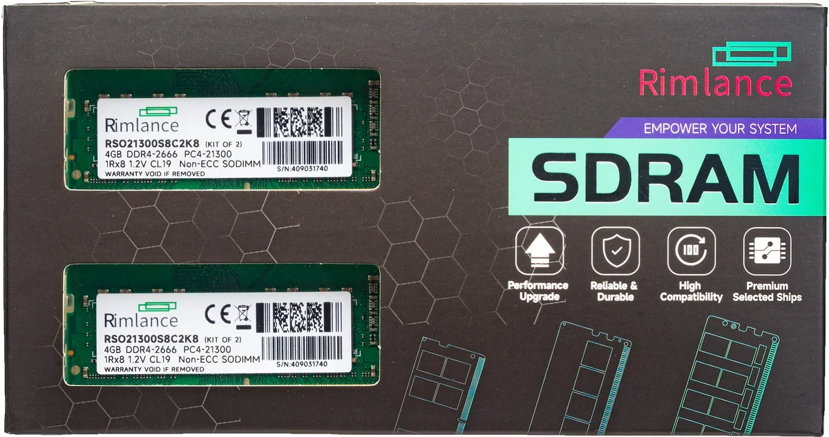 RIMLANCE RIMLANCE RSO21300S8C2K8 8GB (2×4GB) DDR4 2666MHz CL19 1.2V SODIMM — foto produk
