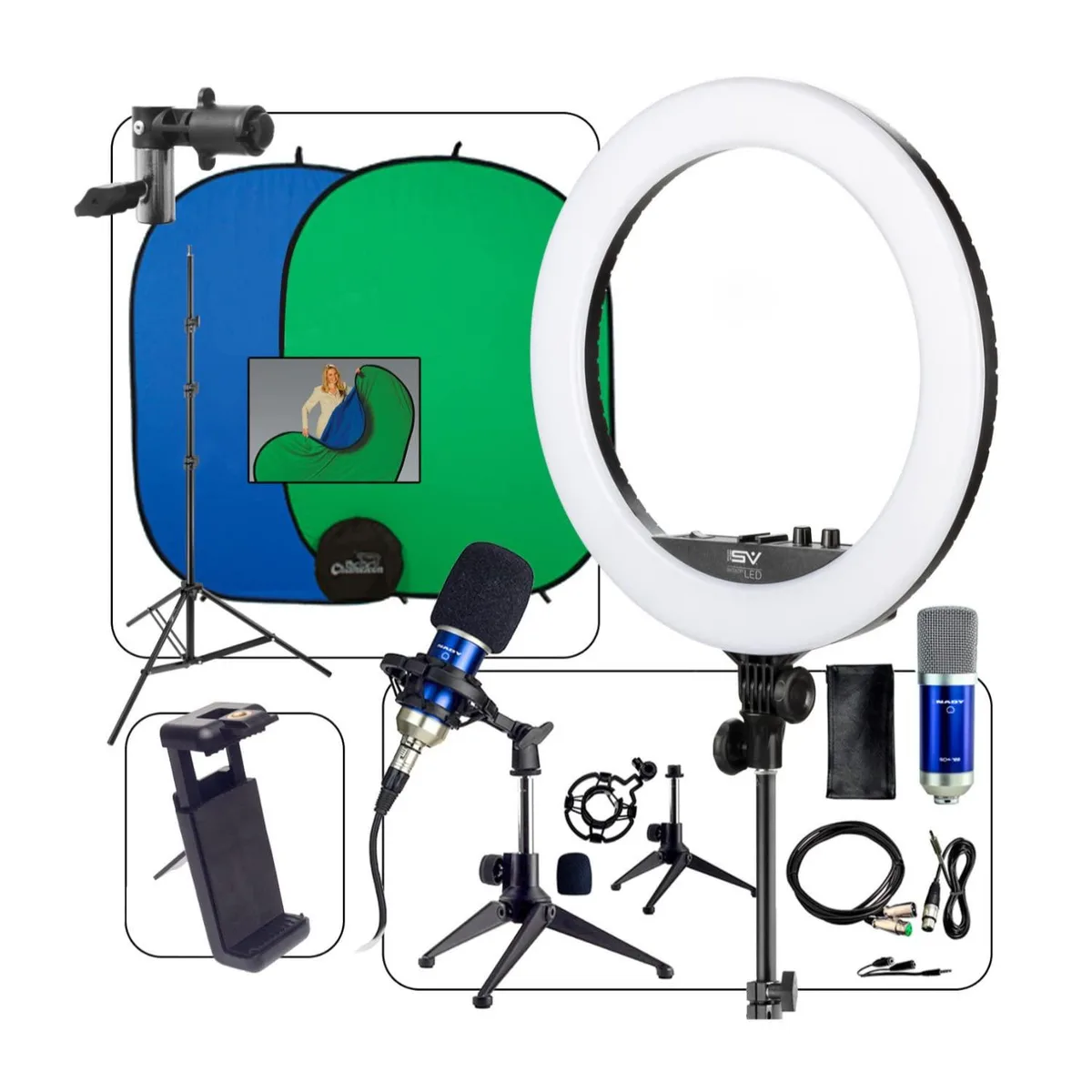 Smith-Victor ProMARK 17-inch bi-colour LED ring light kit on stand with microphone