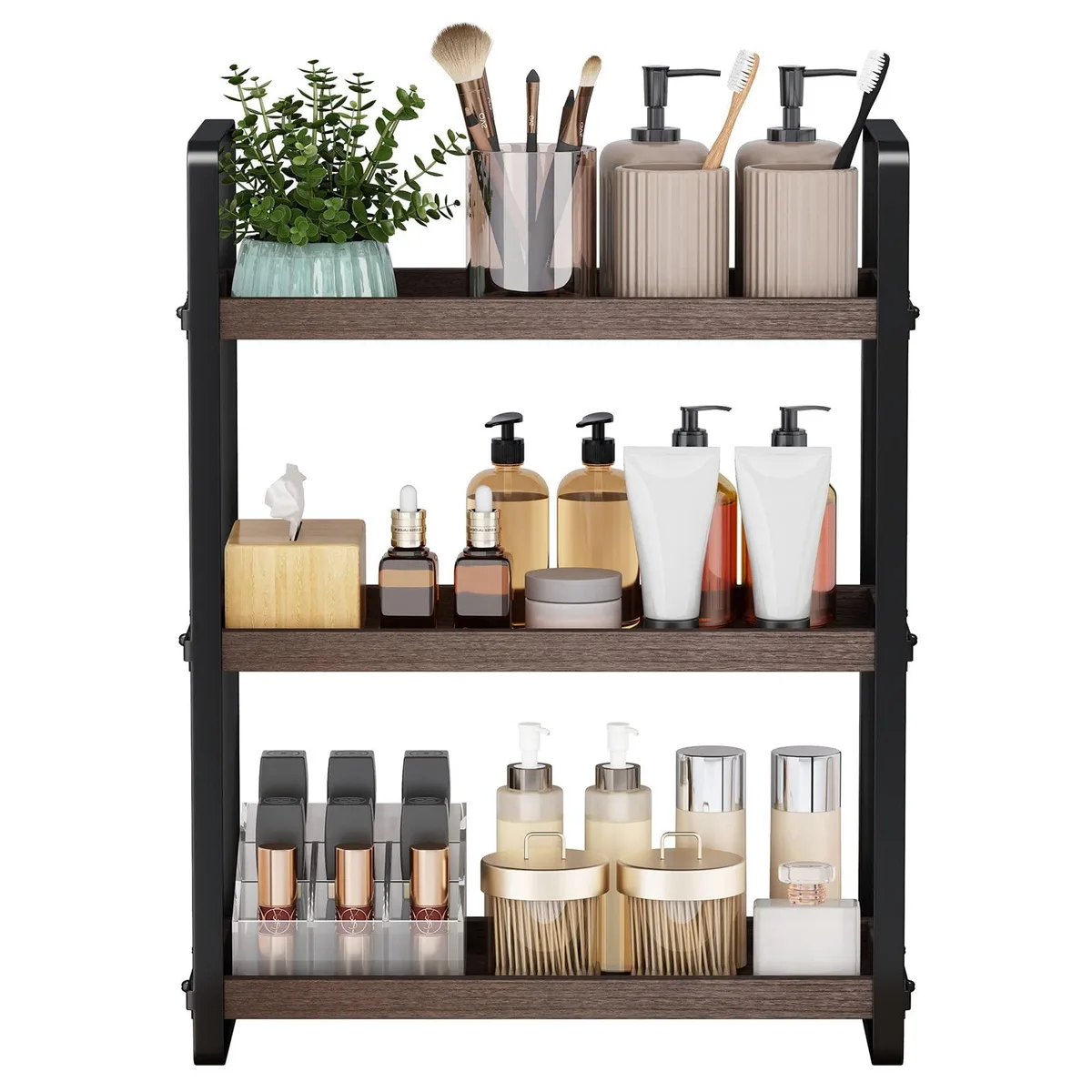  HNRLOY M-11 Decorative Shelving 3 Tier Brown 13.38x6.69x16.53 in — fotografia produktu
