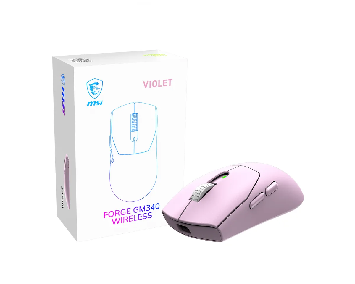 Violet wireless gaming mouse symmetrical shape matte finish 57g