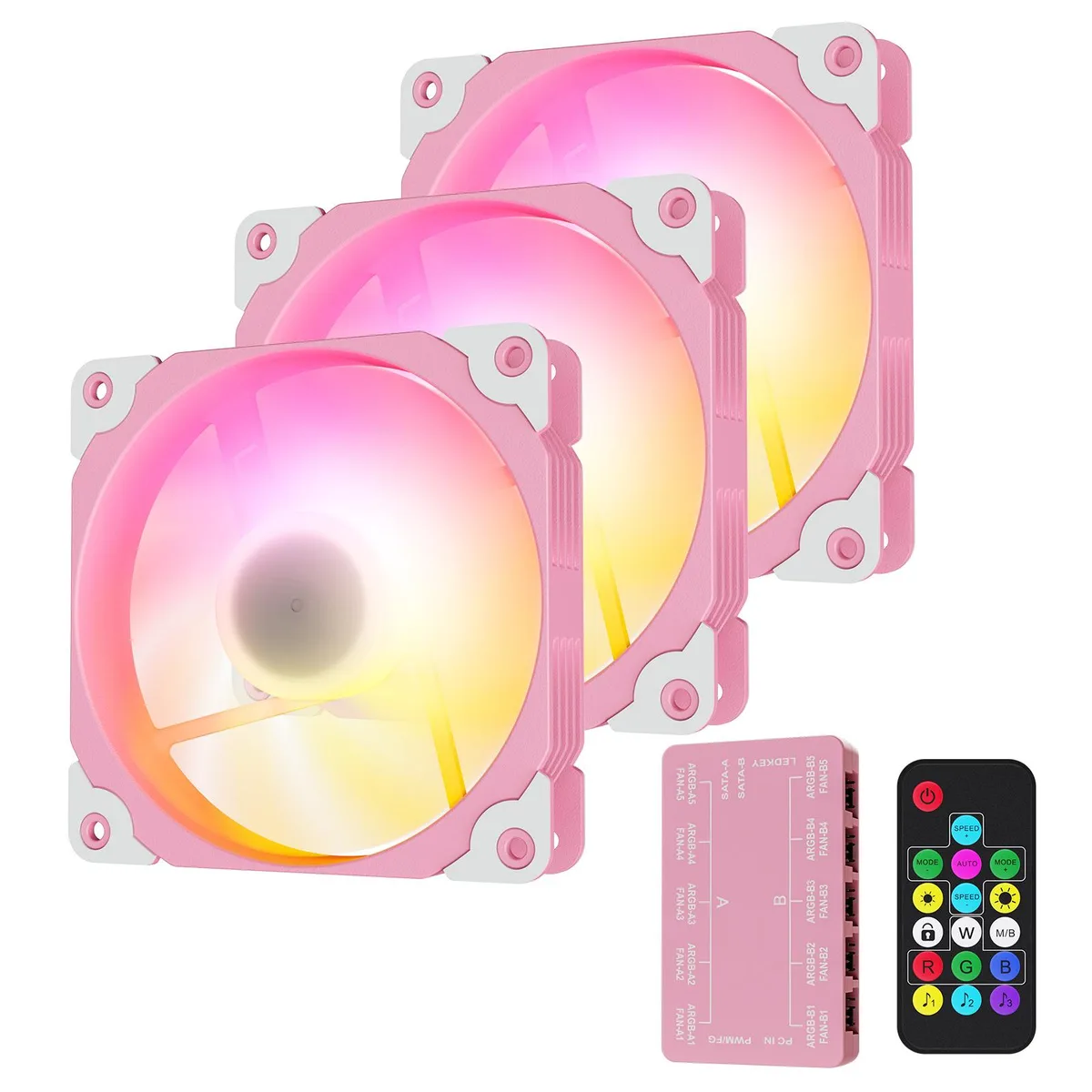 Vetroo Vetroo Sakura ARGB120 PK 3-pack 120mm pink ARGB PWM case fans — photo du produit