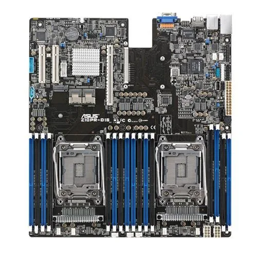 Green rectangular EEB motherboard with silver LGA 2011 socket and black expansion slots
