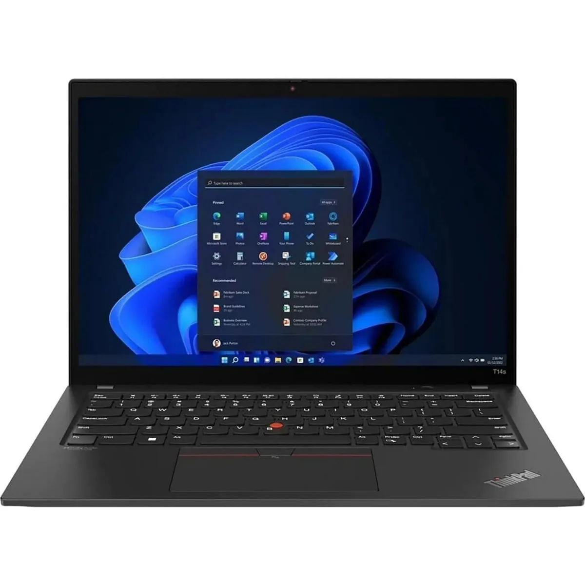 Black 14 inch ThinkPad T14s Gen 1 laptop closed lid matte finish