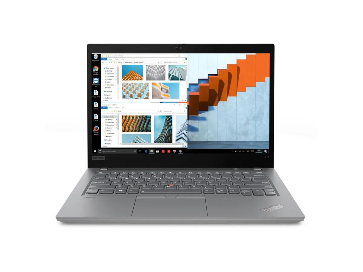 Gray 14.0 inch ThinkPad T14 Gen 2 laptop with touchscreen display