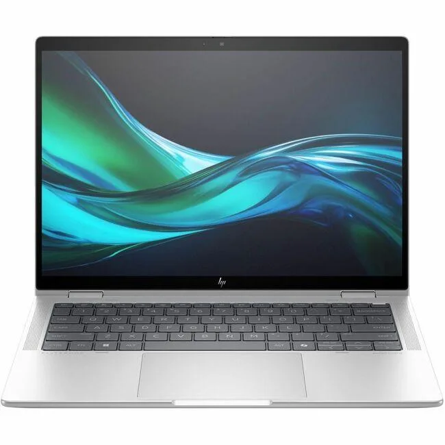 Silver convertible laptop with 360-degree hinge closed