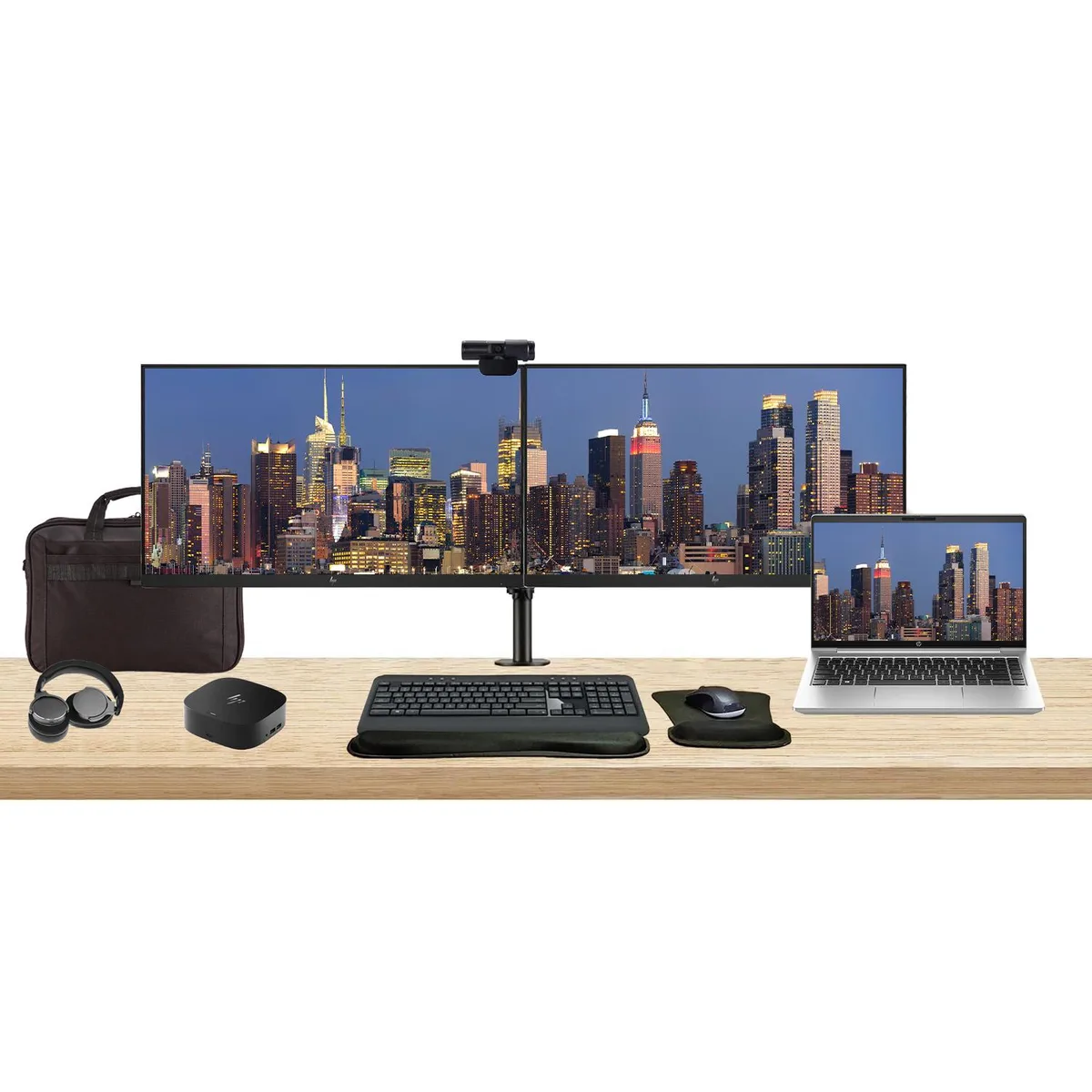 HP HP ProBook 445 G10 14" Ryzen 5 16GB 256GB Bundle Dual 24" Monitors Dock Accessories — 商品写真