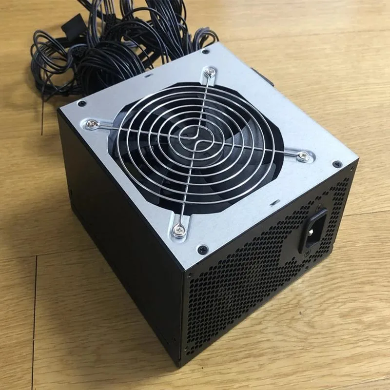 Rectangular ATX power supply unit in matte black finish