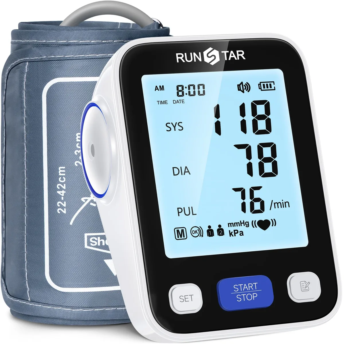  runstar BP-205 Upper Arm Blood Pressure Monitor with Wide Range Cuff (8.6'' -16.5'') 2x99 Memory — produkto nuotrauka