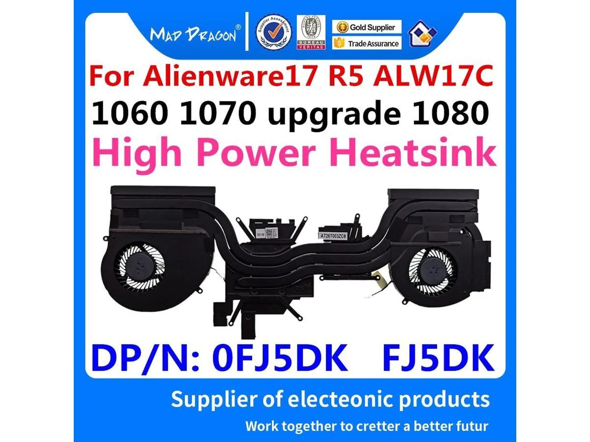 Laptop heatsink and fan assembly for Alienware 17 R5 GTX-1080