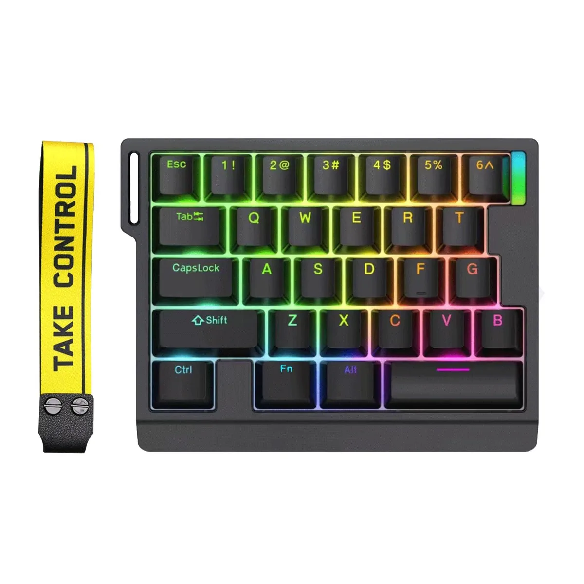 Black 29-key one-handed magnetic gaming keypad with RGB backlighting