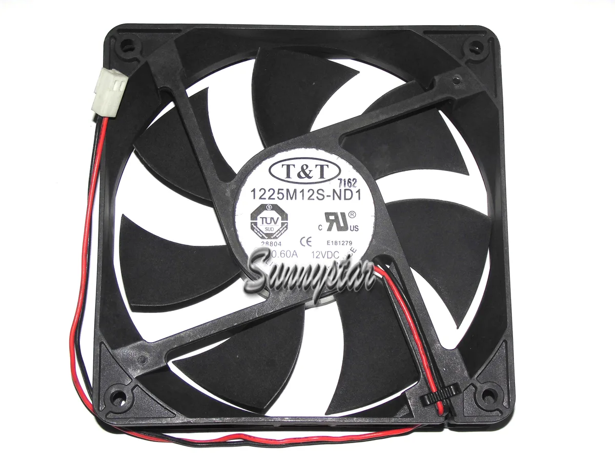 Black square 120 mm 25 mm 12 V .6 A 2 pin cooling fan
