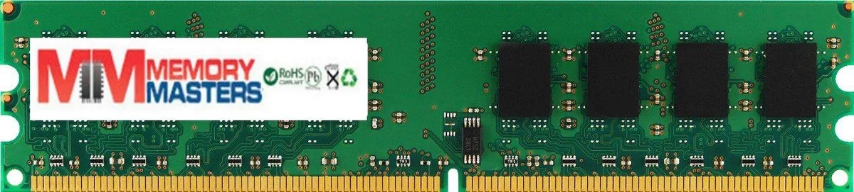 Green rectangular DDR2 DIMM with black chips and gold edge connector