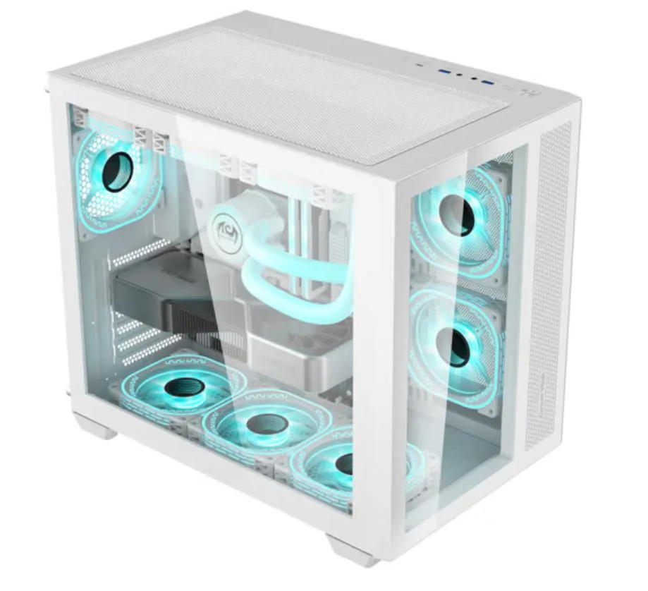 BFKK BFKK Micro ATX Case White USB 3.2 Type-C 360mm Water Cooling — product photo