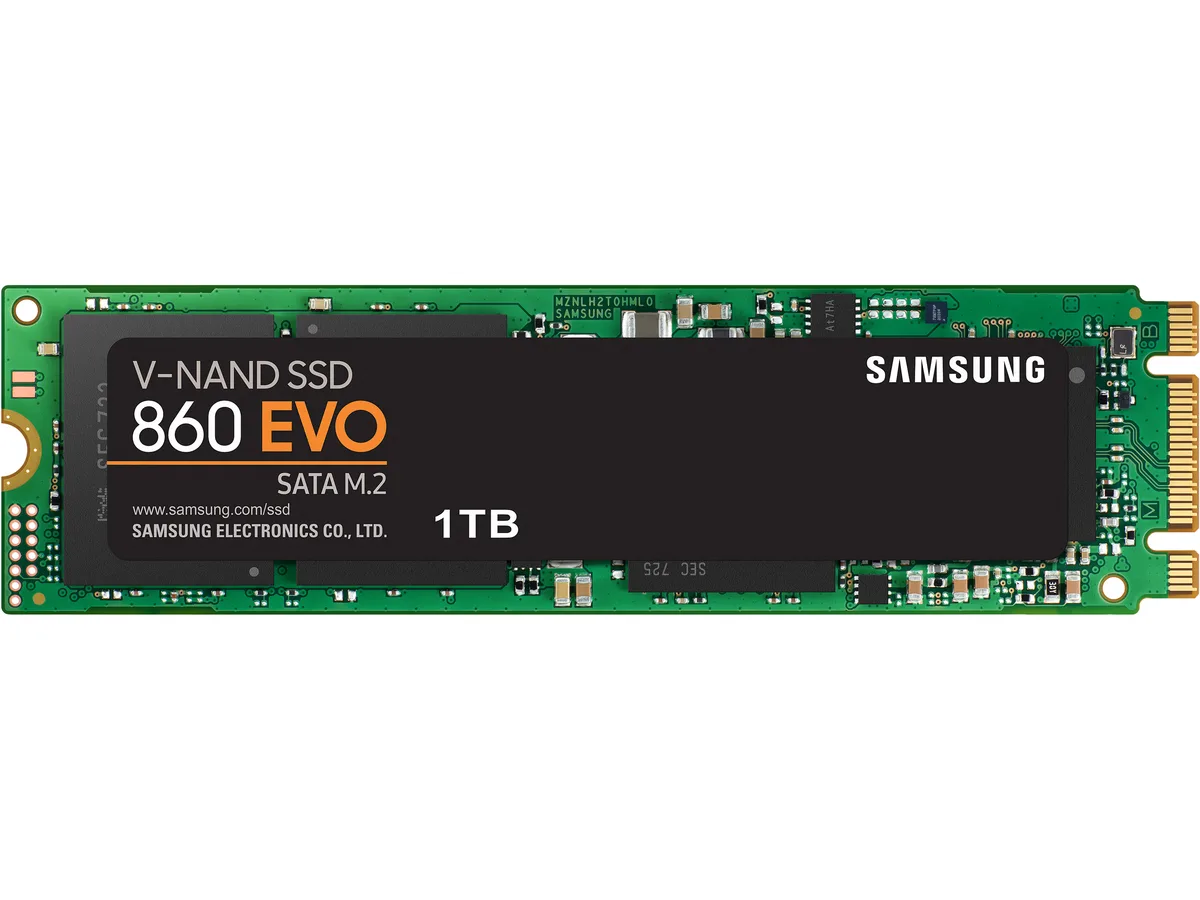 Green rectangular circuit board with gold edge connector and black label sticker