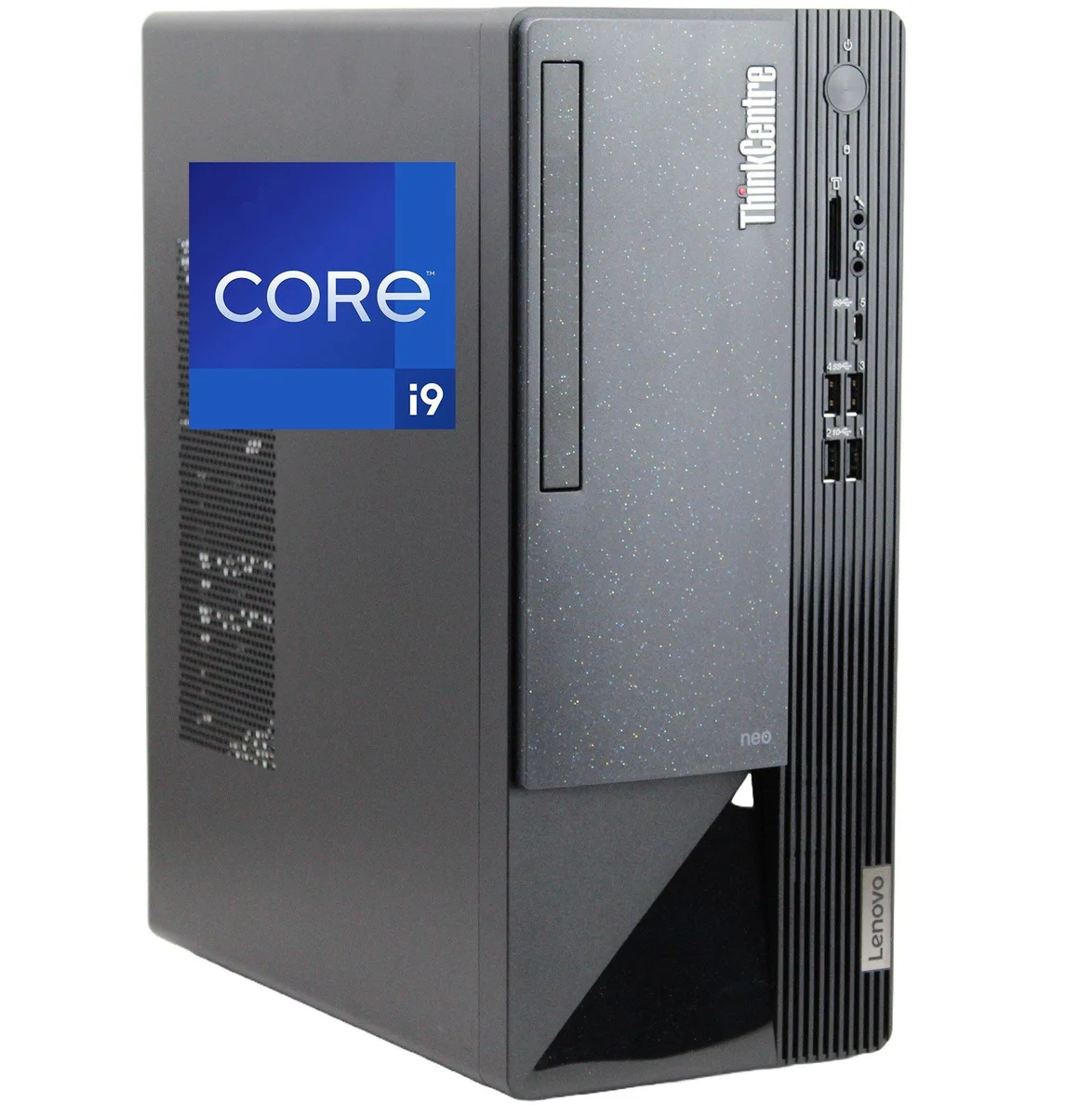 Black tower desktop with USB-C front port