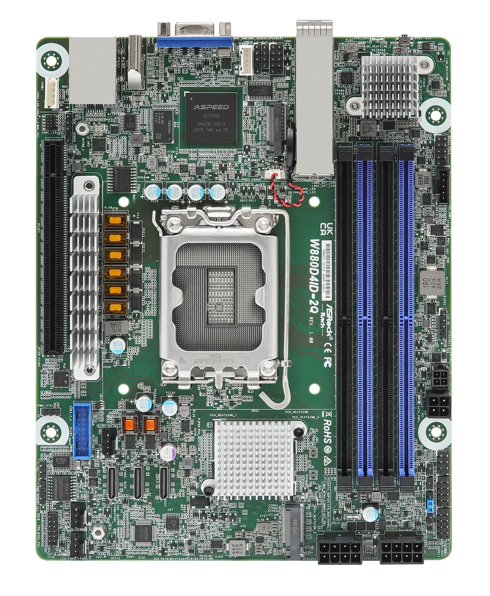 Deep mini-ITX server motherboard with two SFP28 ports and LGA 1851 socket
