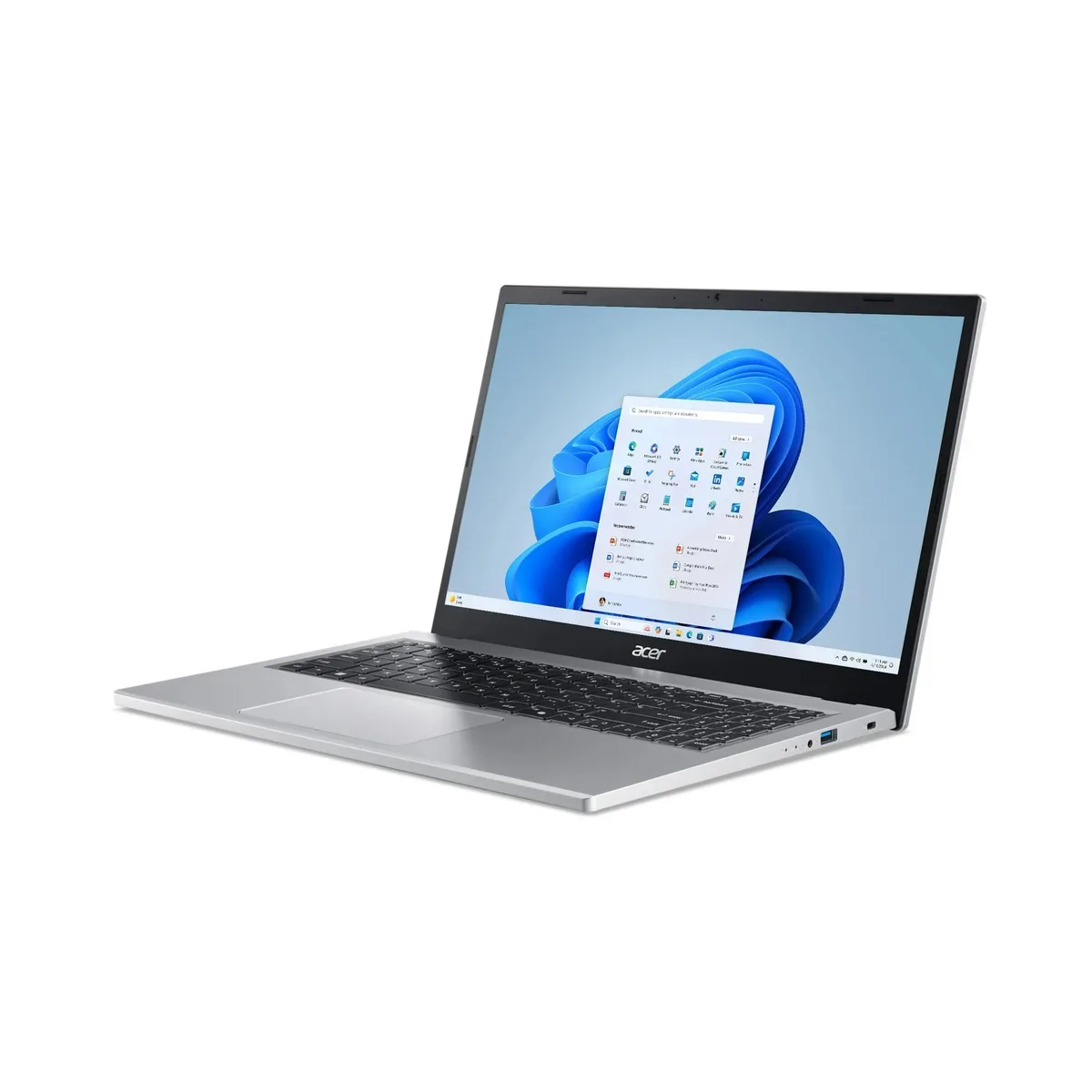 Silver 15.6 inch touchscreen laptop with narrow bezels