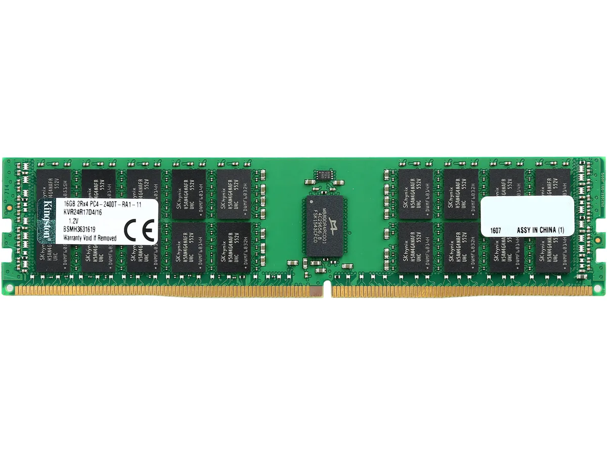 Green 288-pin DDR4 module with black chips, no heat spreader