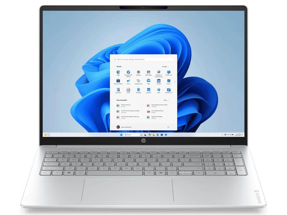 HP HP OmniBook 3 laptop, 16" WUXGA touch, Core Ultra 5 225U, 8GB DDR5, 1TB NVMe, Windows 11 Pro — photo du produit