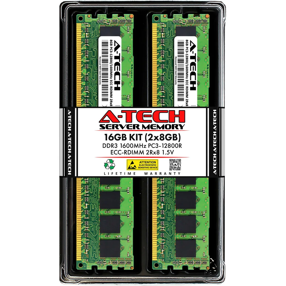 A-Tech A-Tech 16GB (2x8GB) DDR3 1600 ECC RDIMM 2Rx8 1.5V Server RAM — product photo