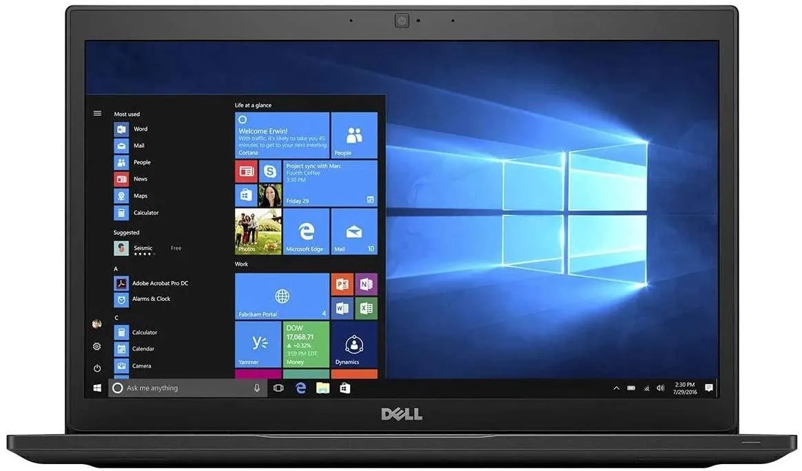 Black Dell Latitude 7490 14 inch touchscreen laptop closed view