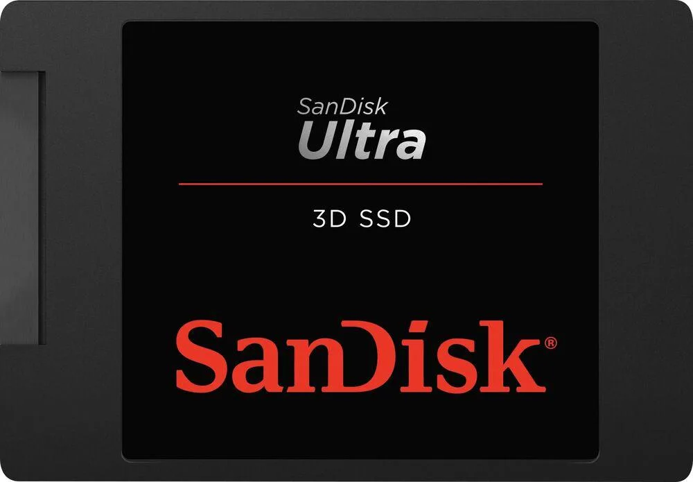 Black 2.5 inch SATA SSD with slim rectangular shape