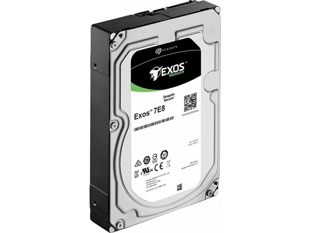 Silver 3.5 inch internal hard drive with green circuit board visible on underside
