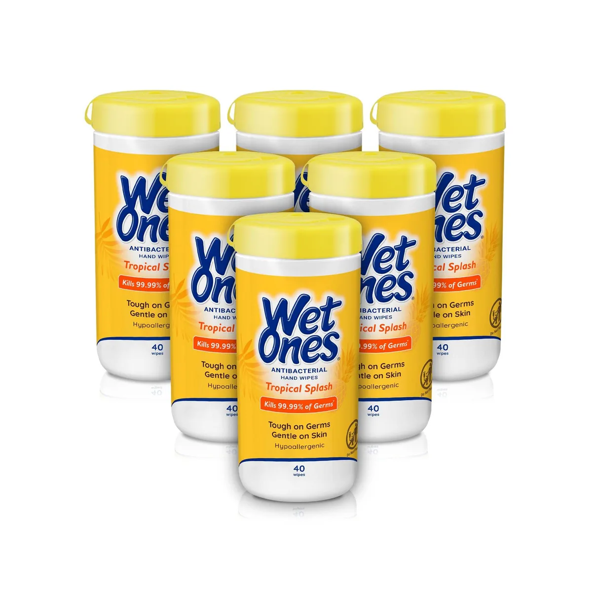  Wet Ones 1024687 Antibacterial Hand Wipes Tropical Splash 40 ct Canister 6 Pack — תמונת המוצר
