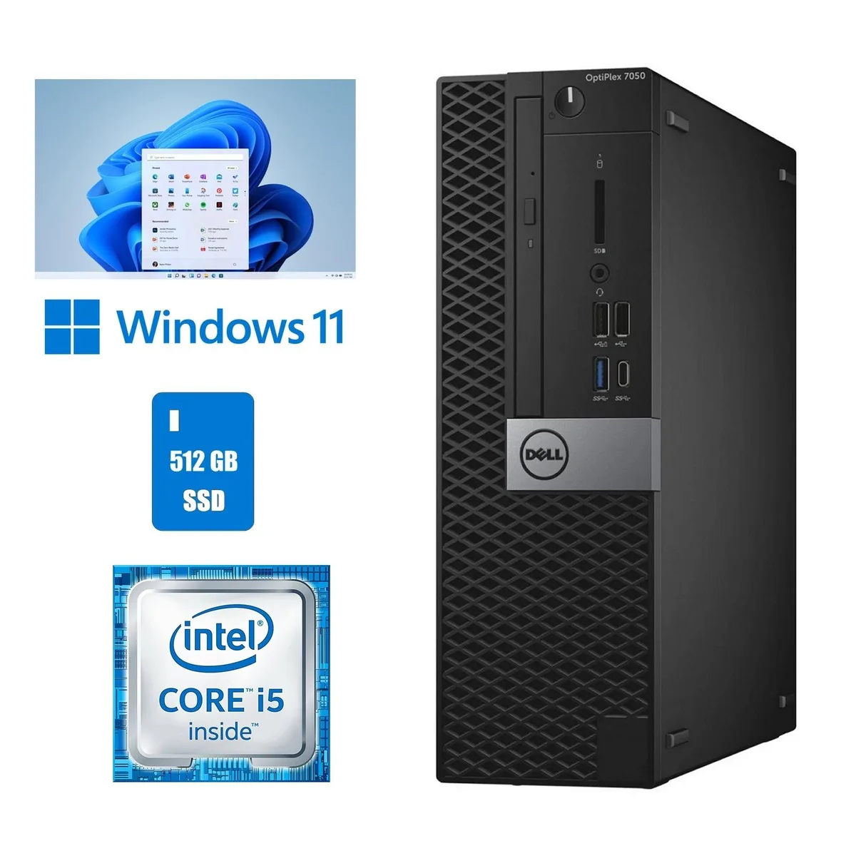 Small black desktop tower, compact form factor, matte finish