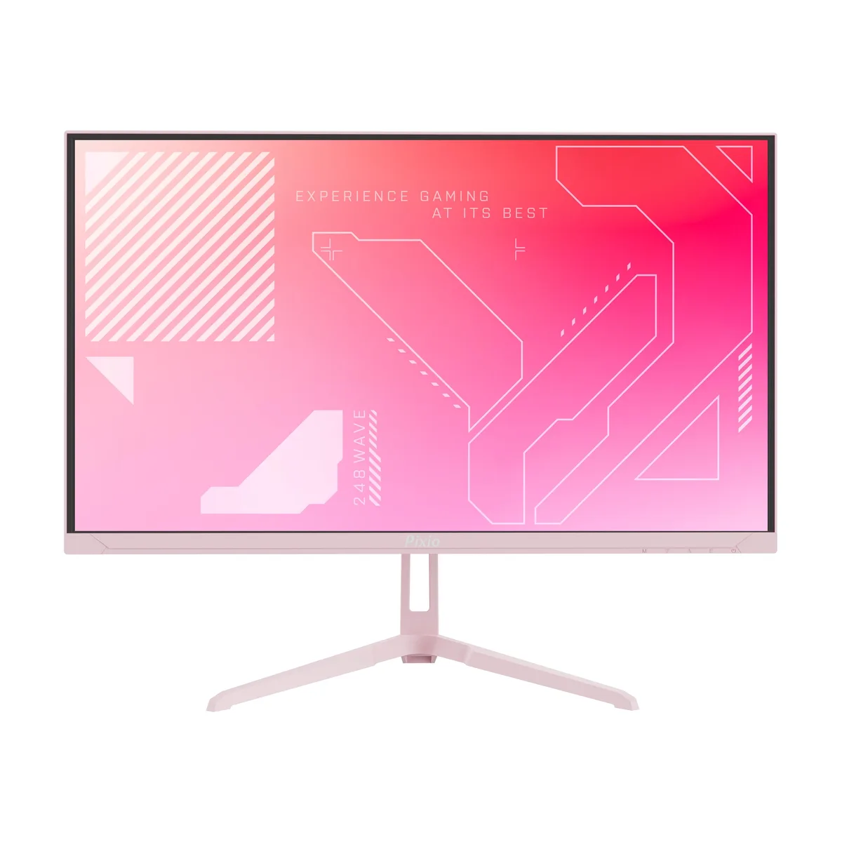 Pink 23.8 inch gaming monitor with frameless bezel and stand