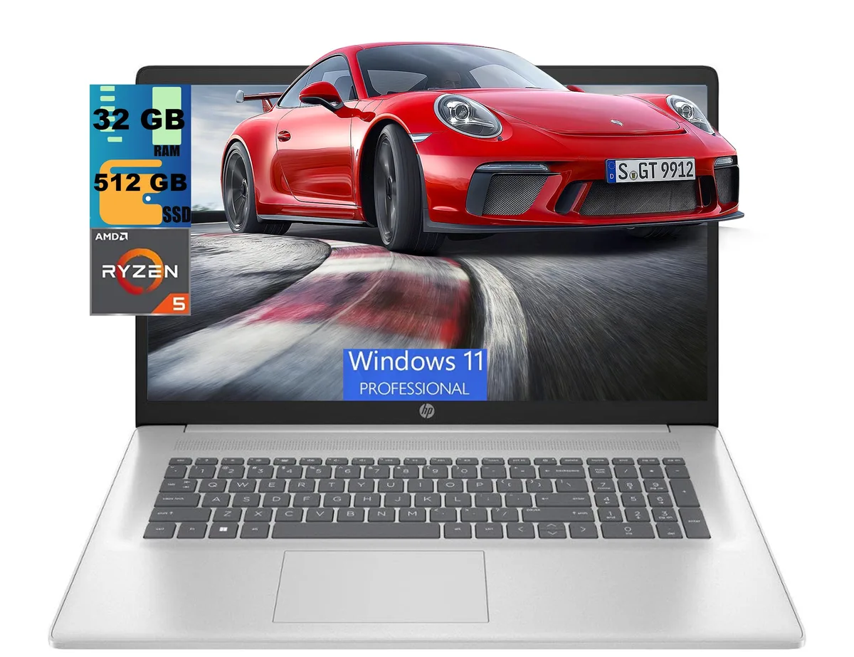 Silver HP 17 laptop 17.3 inch FHD display closed lid