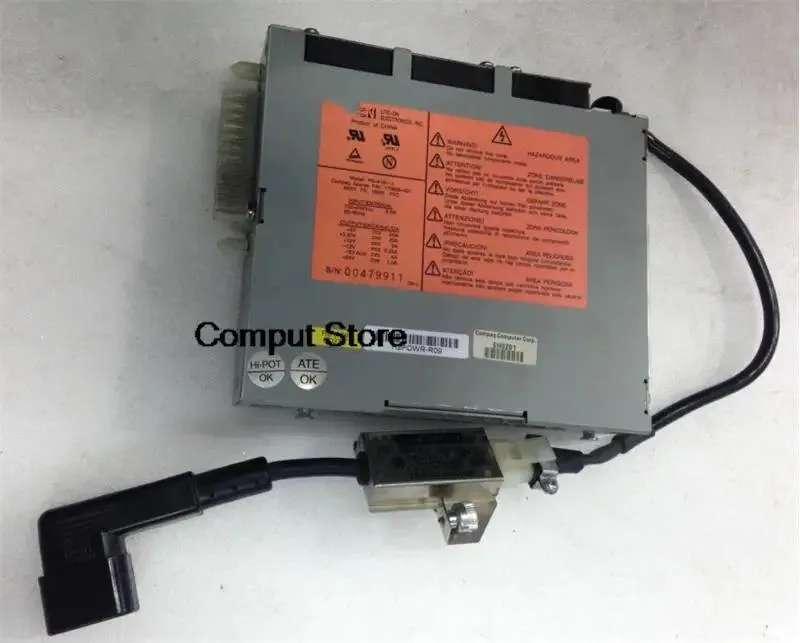 New ATX power supply unit in black metal case with fan and cable bundle