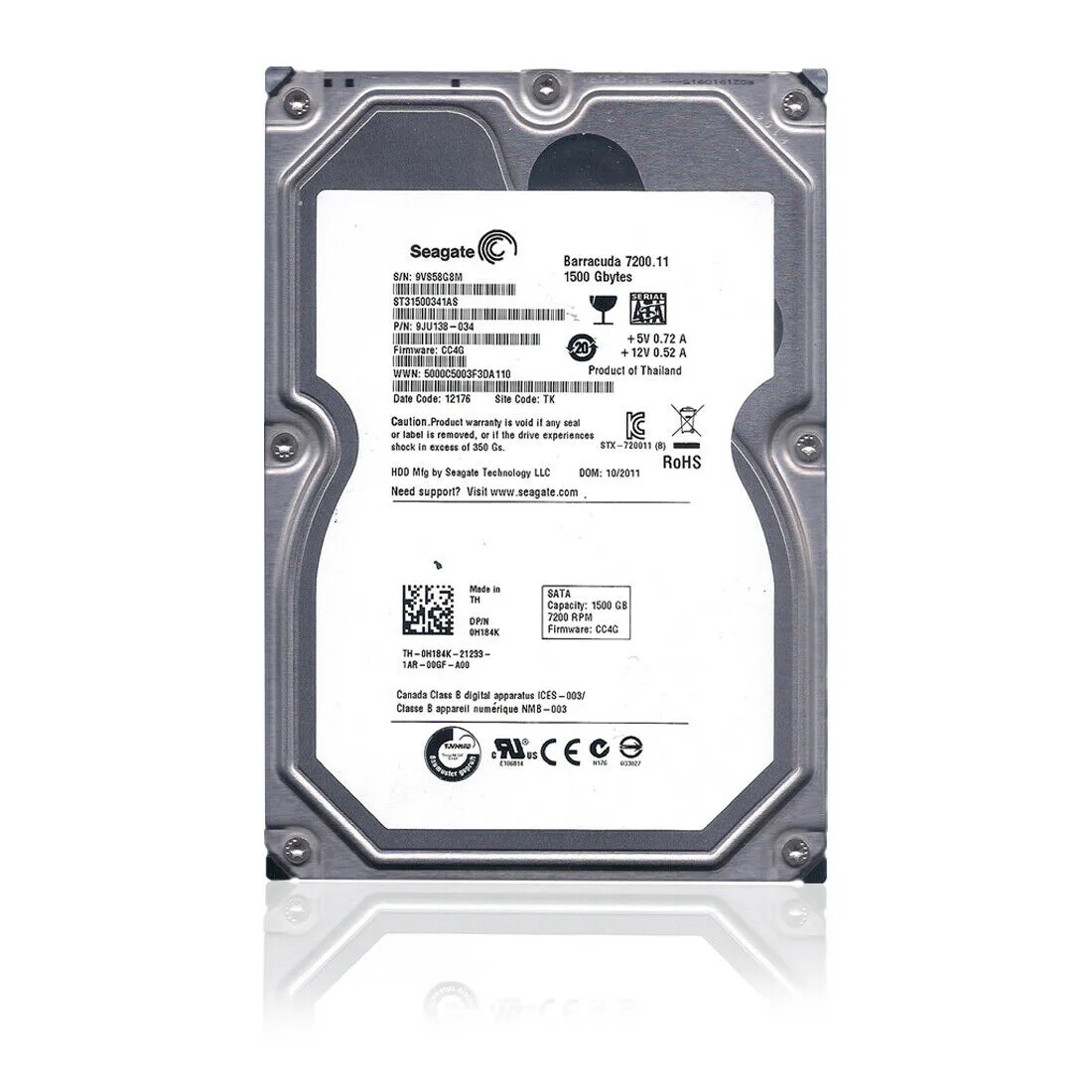 Seagate Seagate ST31500341ASProduct 1.5TB 7200rpm 32MB 3.5" internal hard drive — תמונת המוצר