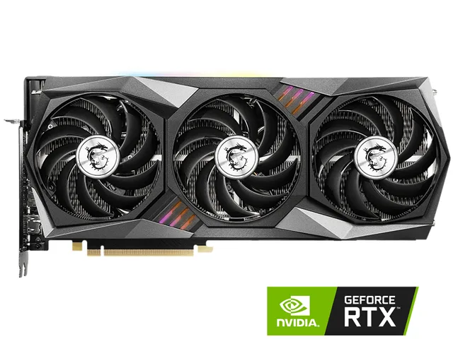 MSI RTX 3060 Ti Gaming Z Trio graphics card with triple-fan cooler and silver-black finish