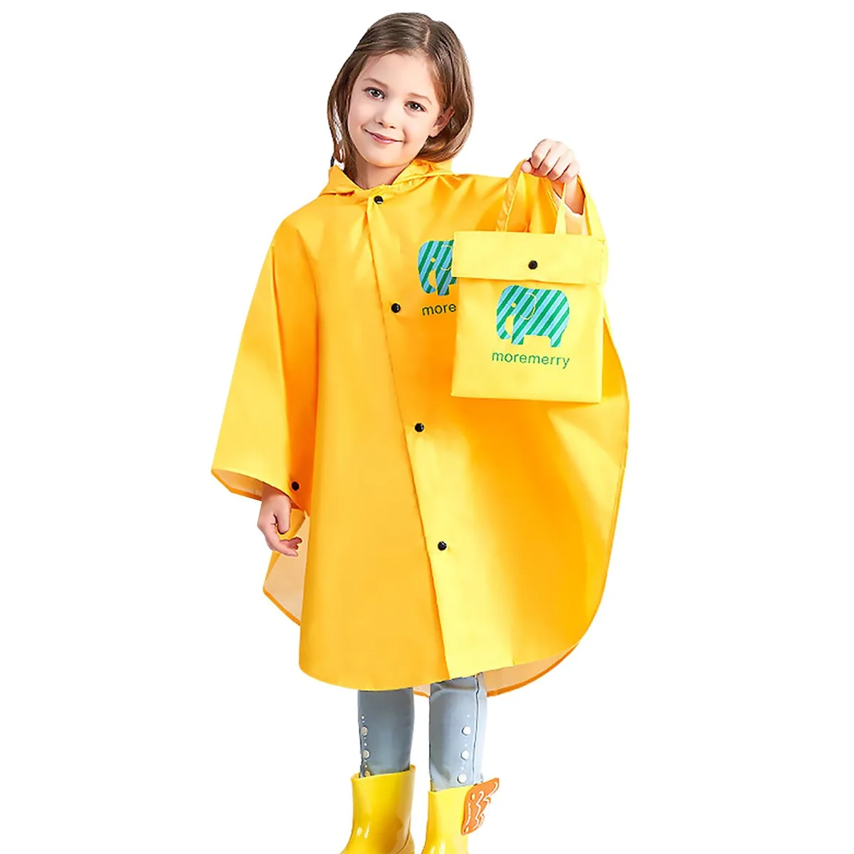  AIWUHE Kids Cartoon Rain Poncho Cape Yellow 5-7Y — product photo