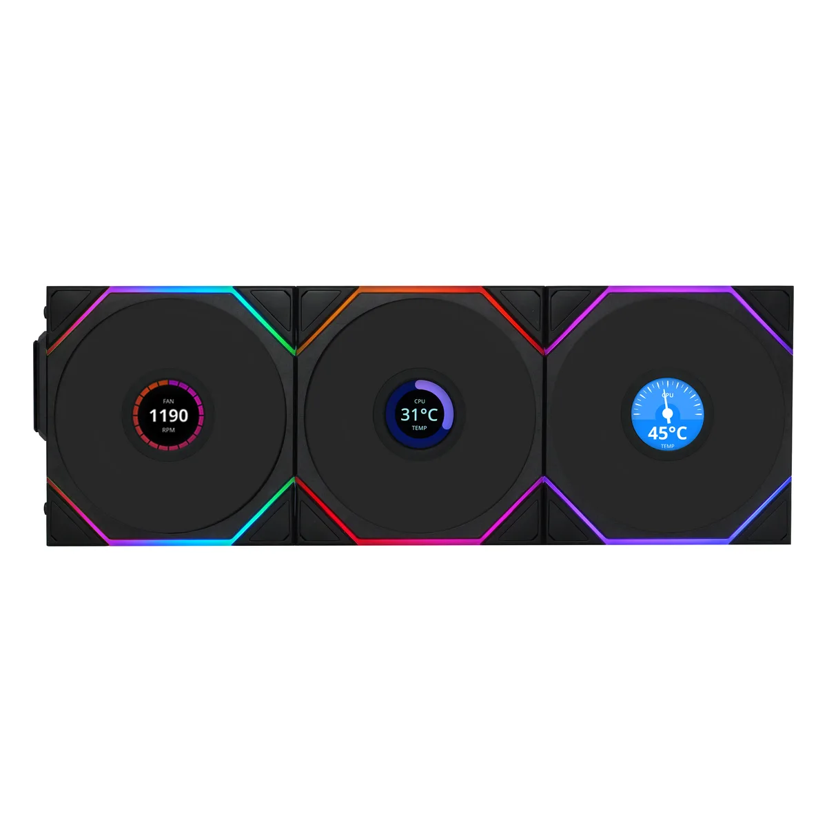 Lian Li Lian Li UNI Fan TL LCD 120 Wireless Triple Pack 12TLLCD1W3B case fan — תמונת המוצר