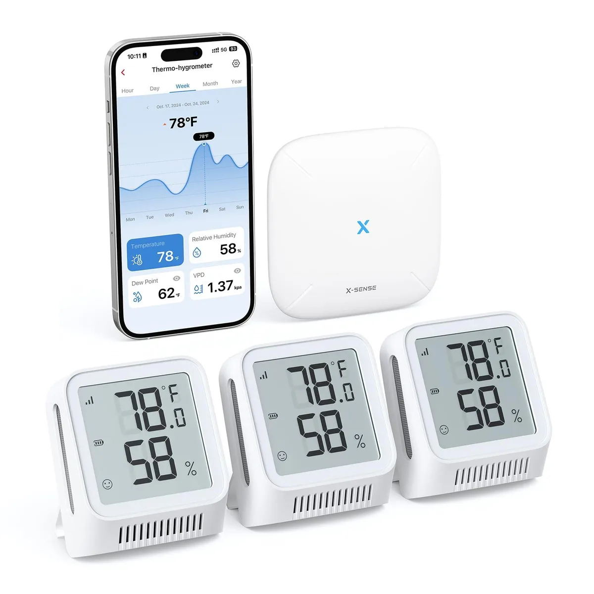  Taylor STH0A31 Thermometer 3 Sensors 1 Base Station ±0.36°F ±2% RH 2.4 GHz WiFi App Alerts Alexa — φωτογραφία προϊόντος