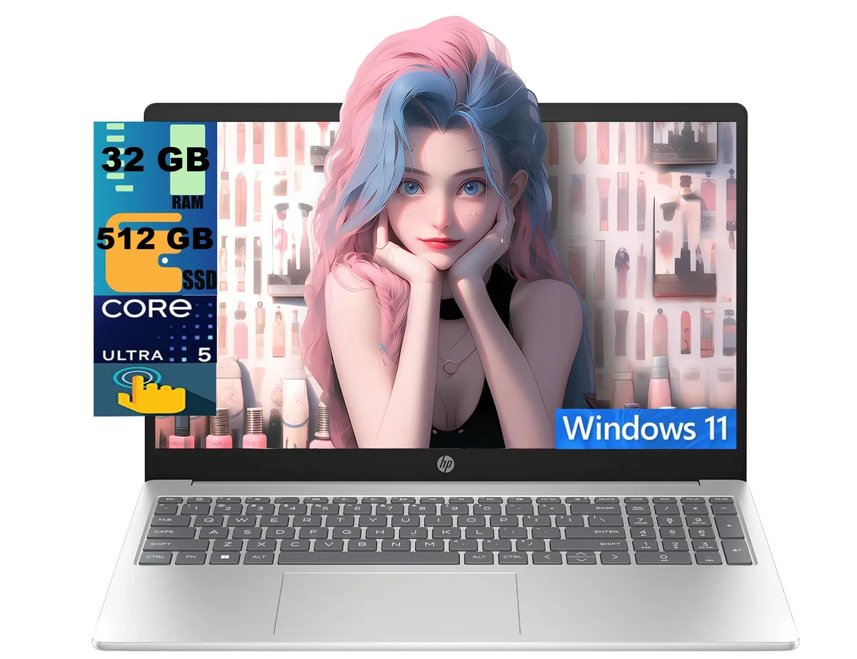 Silver 15.6 inch FHD touchscreen laptop closed lid