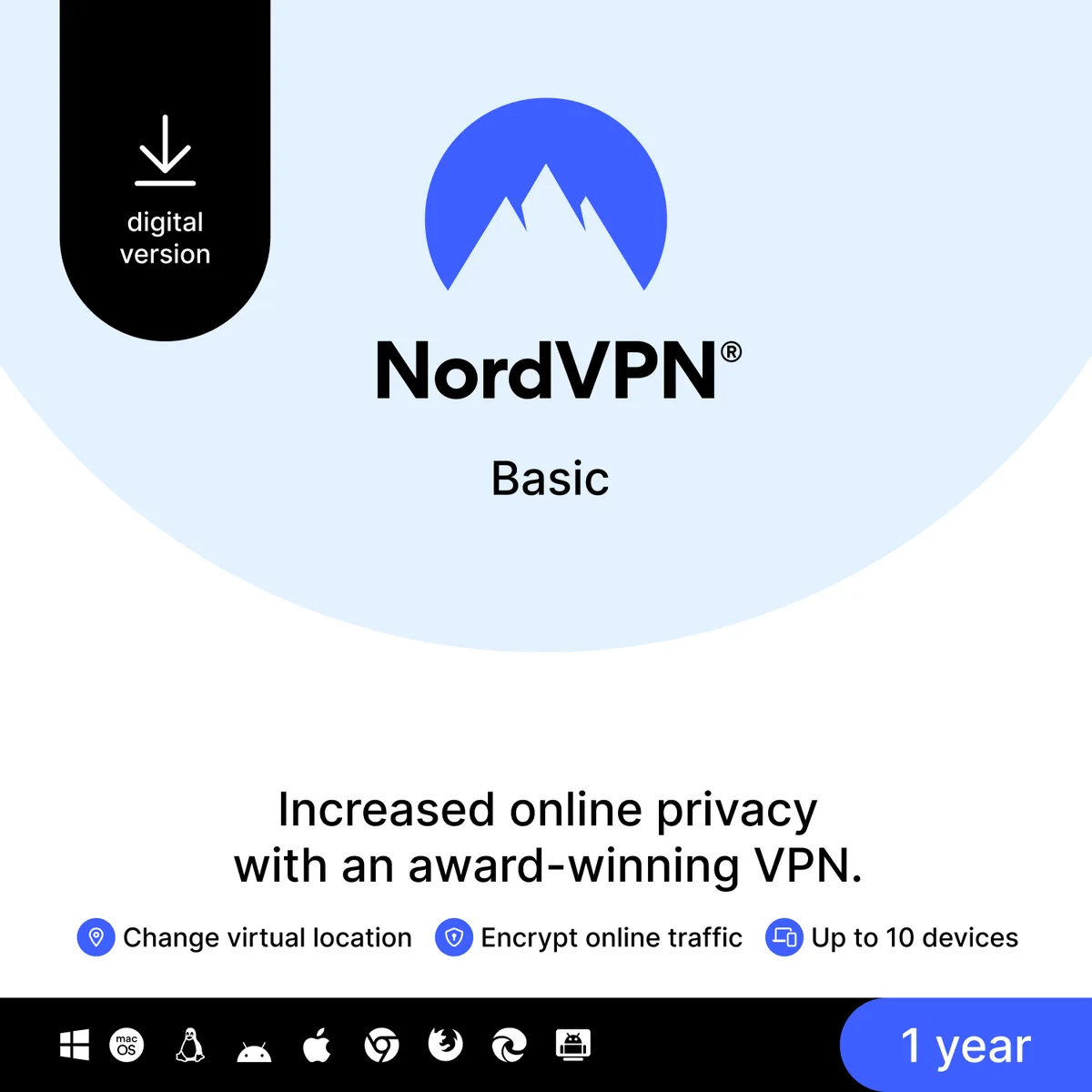 NordVPN NordVPN Basic VPN 10 Devices 1 Year Download — fotografia produktu