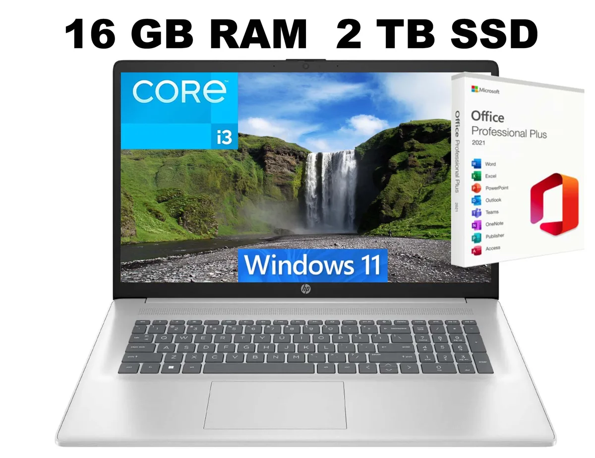 HP HP 17 laptop Intel Core i3-1215U 16GB 2TB SSD 17.3" FHD Silver — product photo