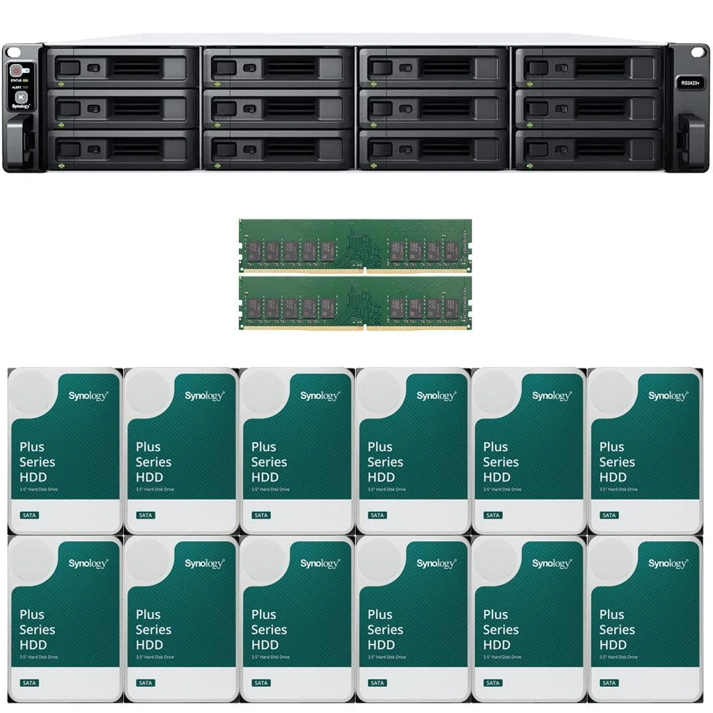 Synology Inc. Synology RS2423+ 12-Bay Rackmount NAS 32GB RAM 48TB (12 x 4TB) Drives — product photo