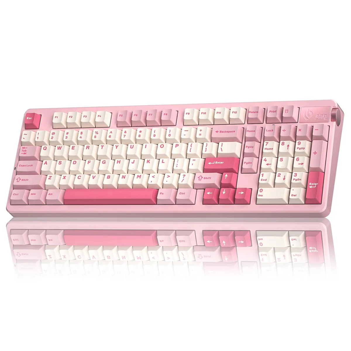 Pink 96% wireless mechanical keyboard with knob and RGB lighting