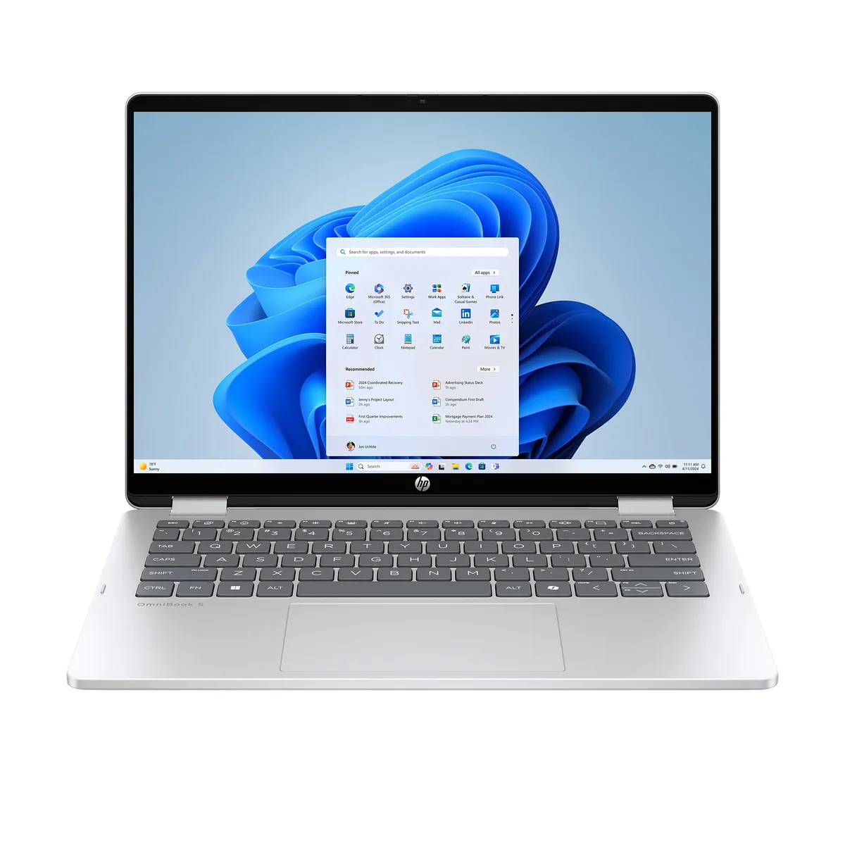 Silver 2-in-1 laptop with 14.0 inch touchscreen display