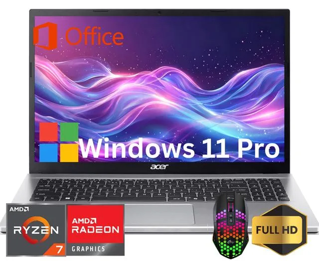 Acer America Acer Aspire Go 15 AMD Ryzen 7 7730U 24GB 512GB Windows 11 Pro Silver laptop — photo du produit