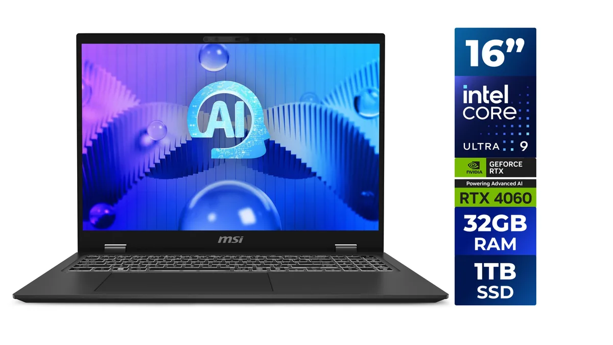 MSI MSI Prestige 16 AI Studio B1VFG-020US laptop Core Ultra 9 185H RTX 4060 32GB 1TB — photo du produit