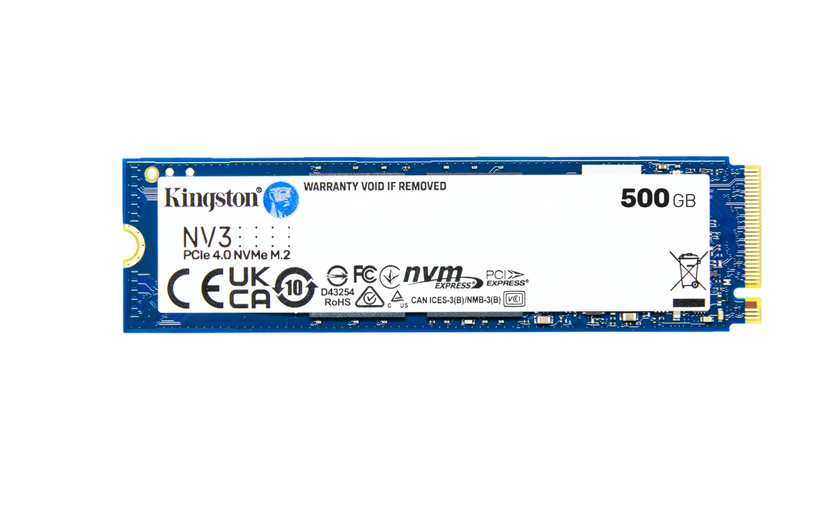 Single-sided M.2 2280 SSD with black PCB and silver label